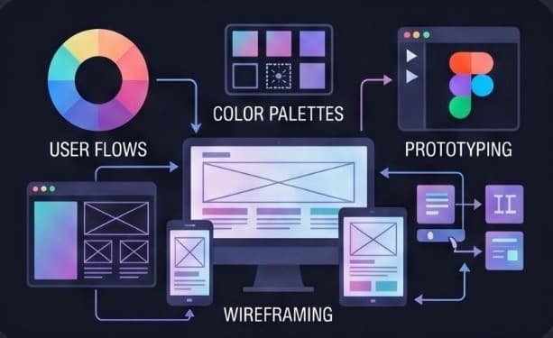Design tool screens and wireframes